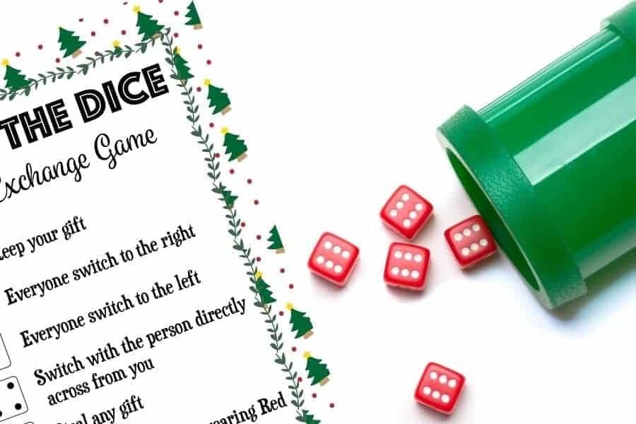 Christmas Dice Game Printable  Roll The Dice Gift Exchange Game – So  Festive!